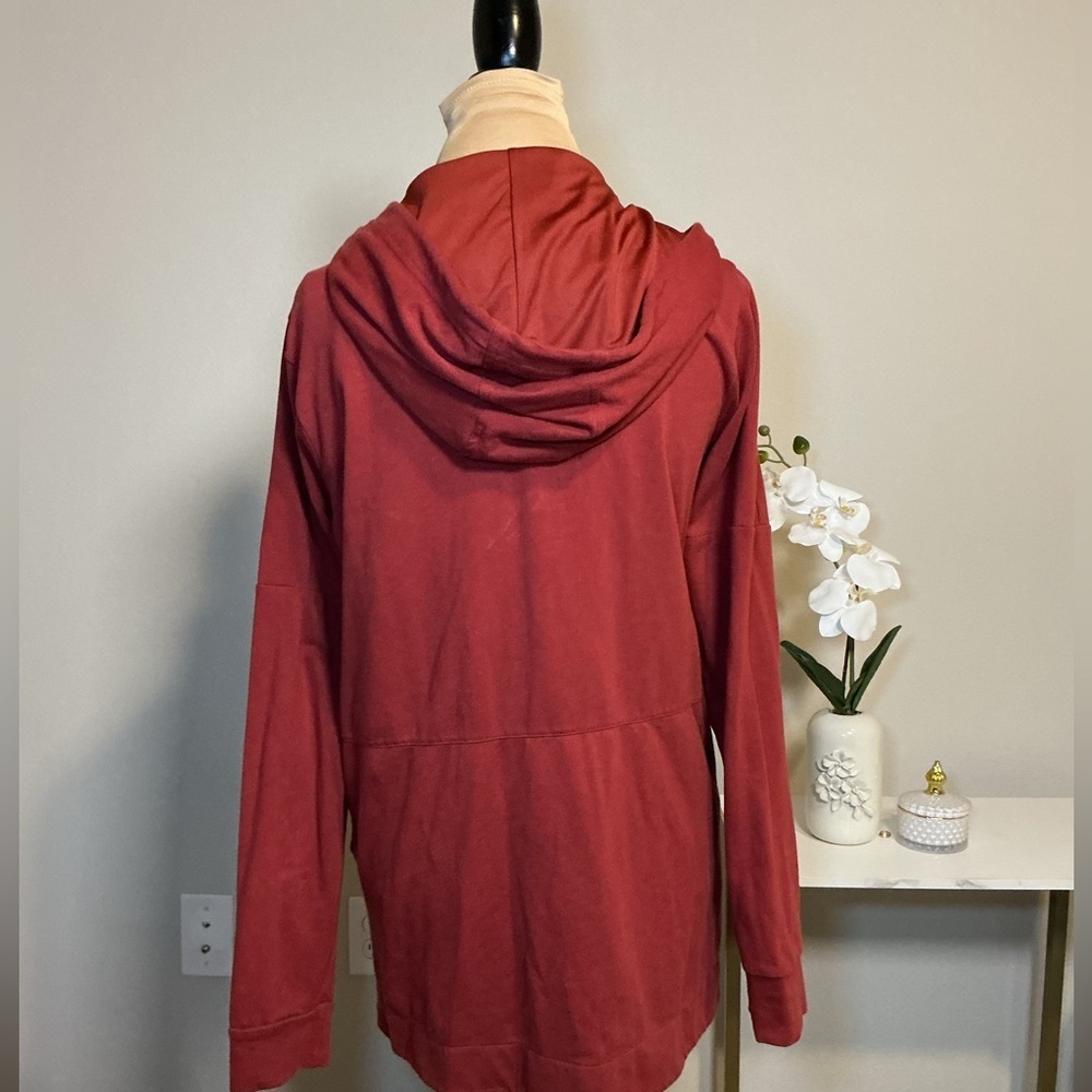 Red Hooded Longline Jacket - Picture 2 of 7